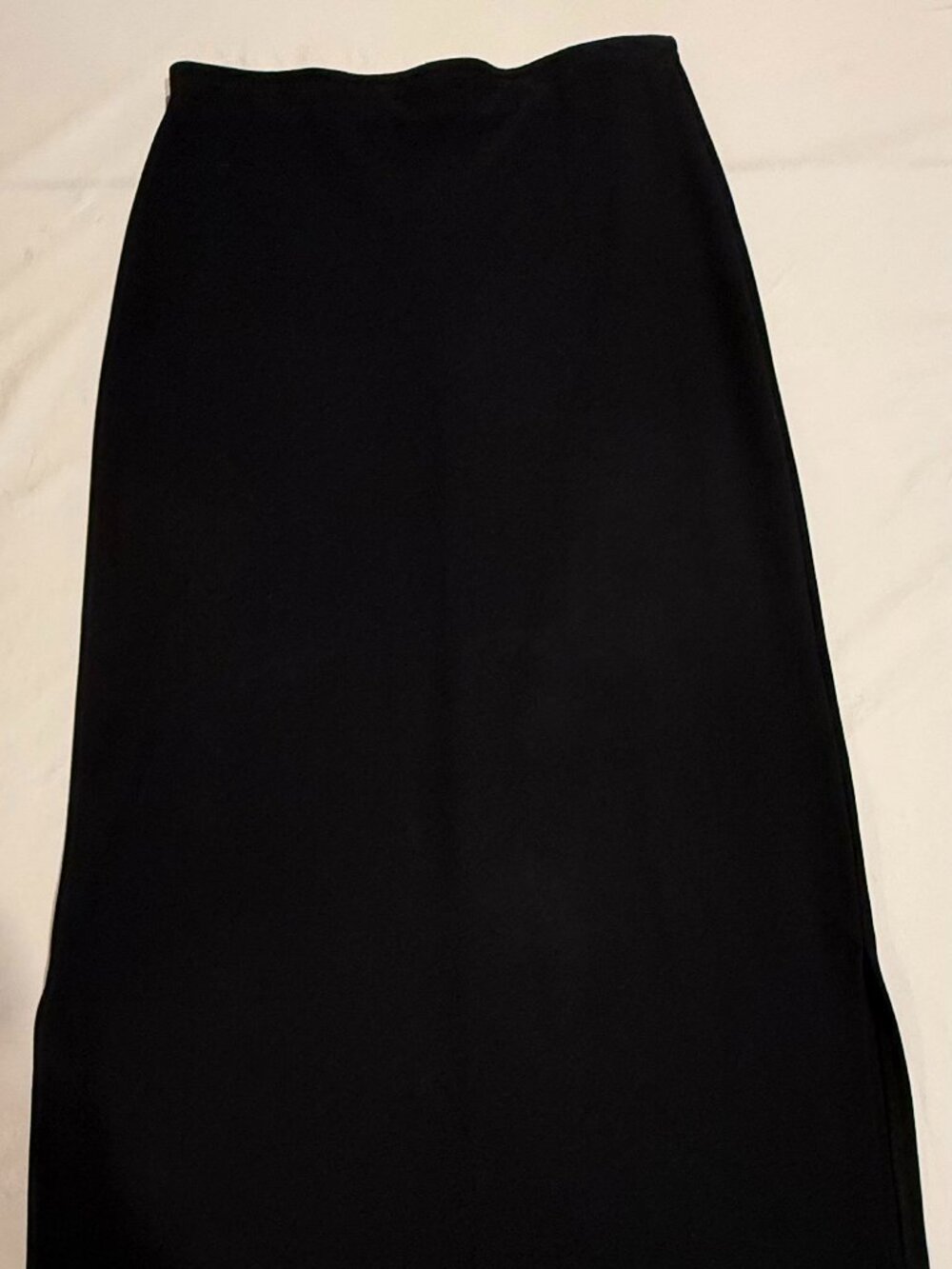 Black Midi Skirt Large Minimalist Work Skirt Stretch High Waist Classic